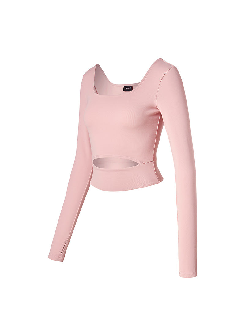 Comfort Square Neck Cutout Long Sleeve