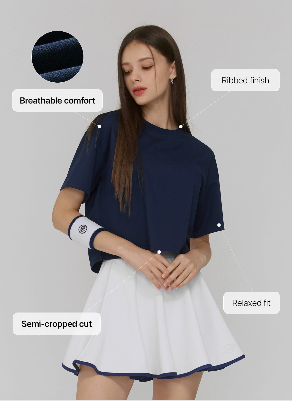 Cool Touch Basic Cropped T-shirts